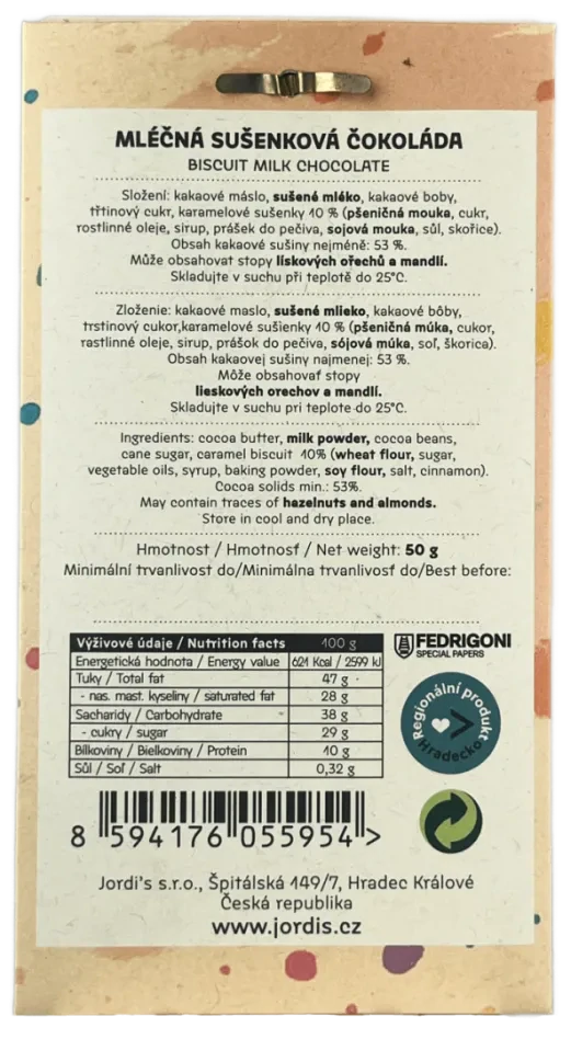 MLÉČNÁ SUŠENKOVÁ ČOKOLÁDA 50 g